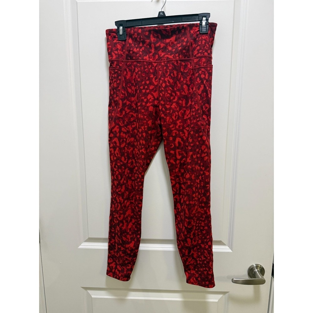 Joy lab Women's Red Leopard Print Activewear Leggings Size M